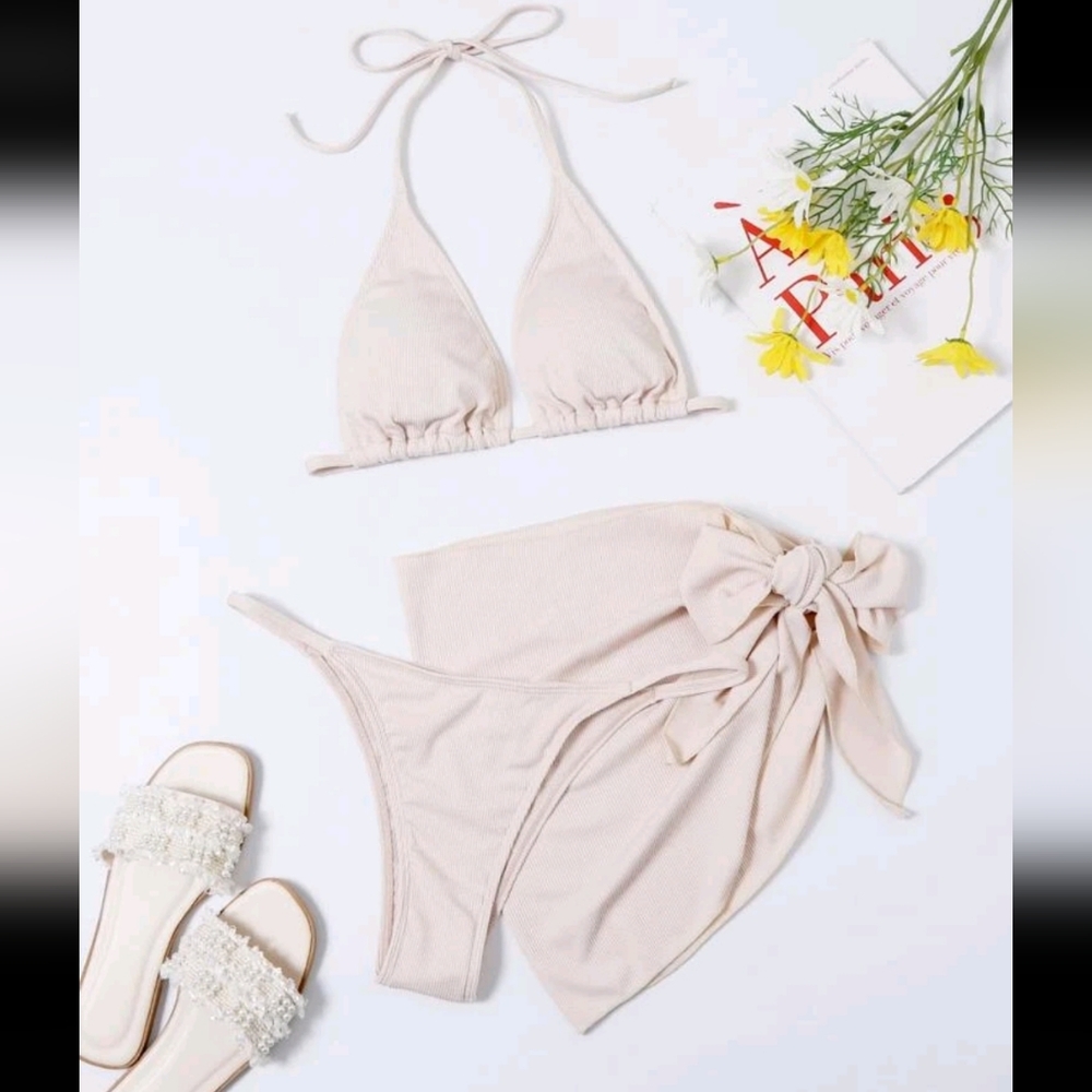 3 Piece Galetian Cream Bikini Set (L)